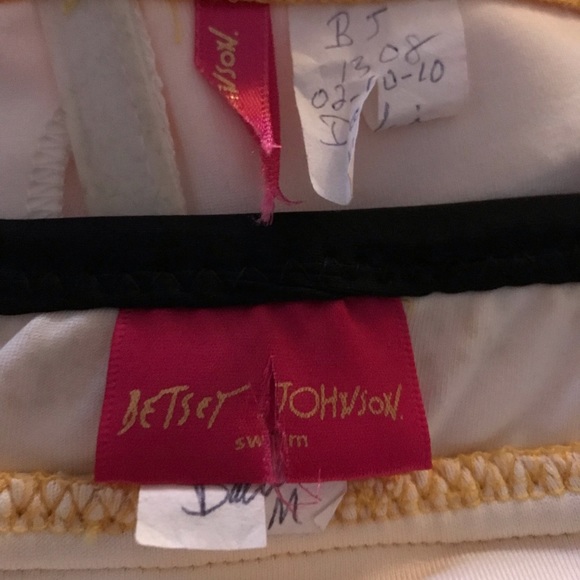 Yellow ruffle bikini swimsuit Betsey Johnson vintage pleated top bow neoprene - Picture 8 of 8